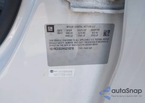 2017 Chevrolet Volt Lt from USA, damaged, VIN 1G1RC6S52HU210218